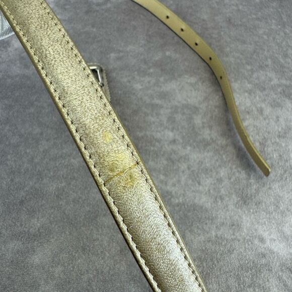 Bottega Veneta Slim Gold Beige Leather Belt 85/34